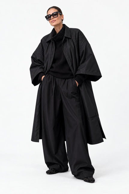 Oversized Kimono Coat – Black