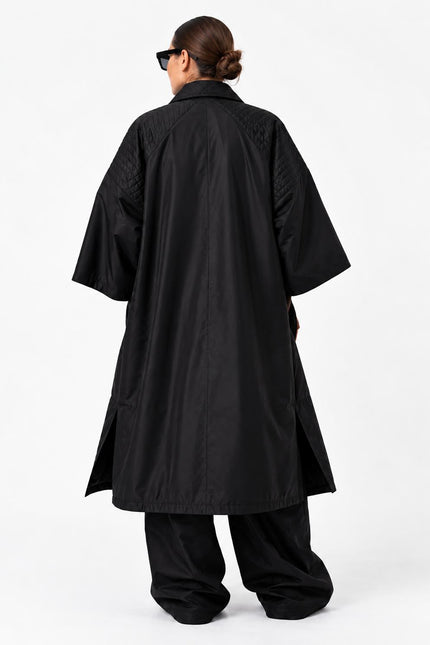 Oversized Kimono Coat – Black