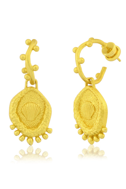 Close Shot of Morsel Shell Earrings On a White Background