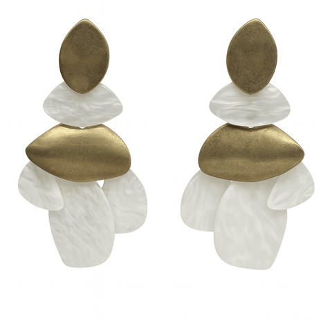 Michael Nash Jewelry | Danielle Mother Of Pearl Resin & Worn Gold Pierced Earrings