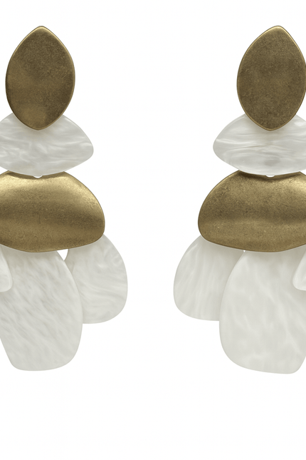 Michael Nash Jewelry | Danielle Mother Of Pearl Resin & Worn Gold Pierced Earrings