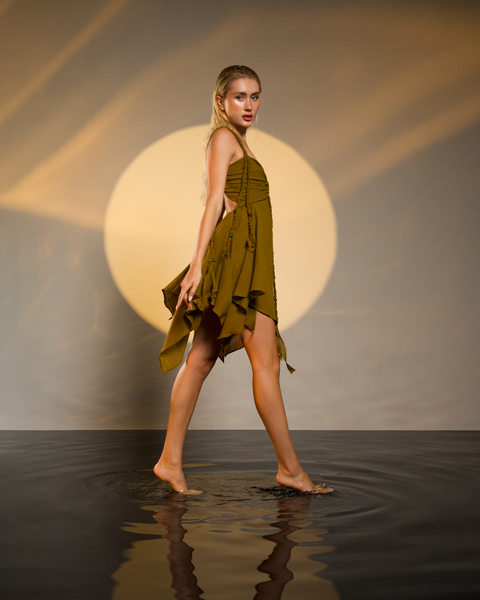 Zhenabia | Ninsun Mini Dress in Cumin