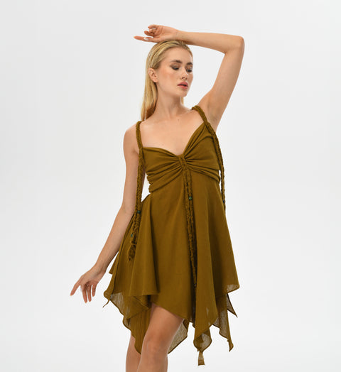 Zhenabia | Ninsun Mini Dress in Cumin