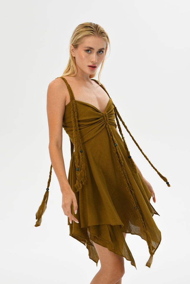 Zhenabia | Ninsun Mini Dress in Cumin