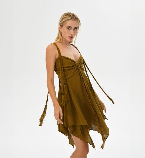 Zhenabia | Ninsun Mini Dress in Cumin