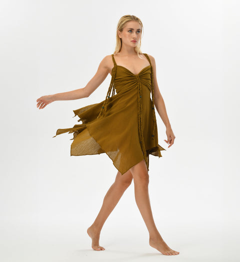 Zhenabia | Ninsun Mini Dress in Cumin