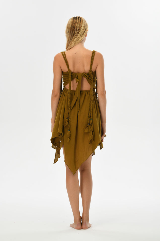 Zhenabia | Ninsun Mini Dress in Cumin