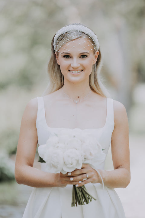 Eva Oherjus I Blanca Pearl Crown with Pearl or Crystal Veil