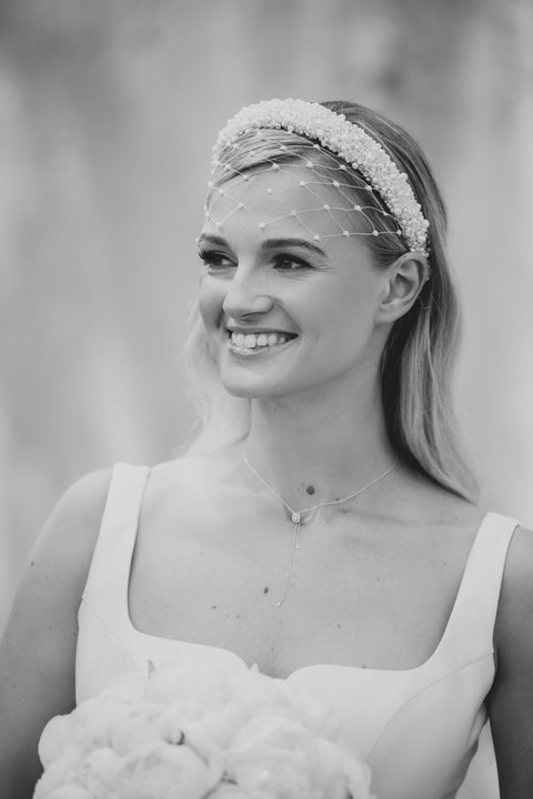 Eva Oherjus I Blanca Pearl Crown with Pearl or Crystal Veil