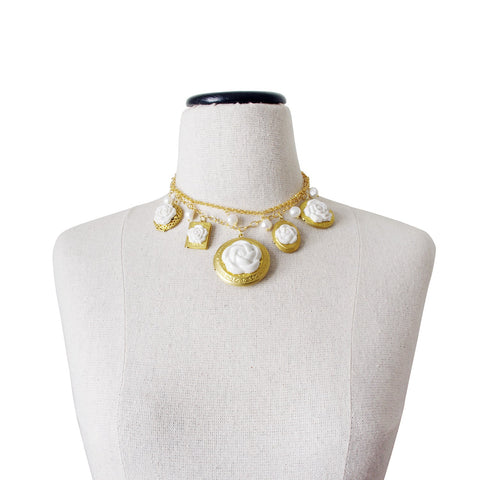 Poporcelain | Floral Lockets Statement Chain Necklace