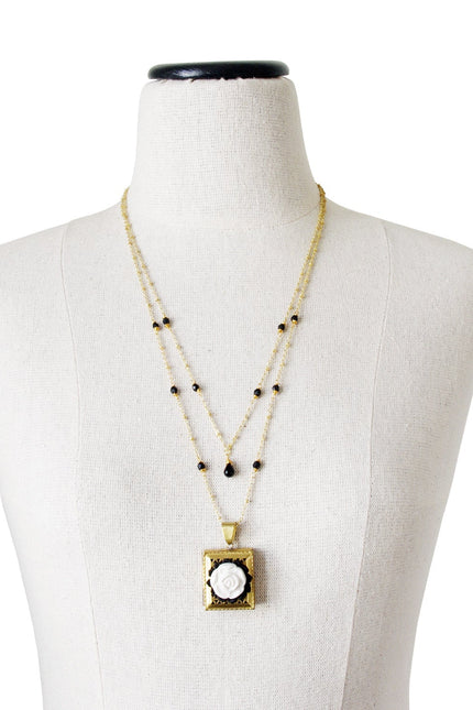 Poporcelain | Vintage Moonlight Rose Locket Pendant Necklace