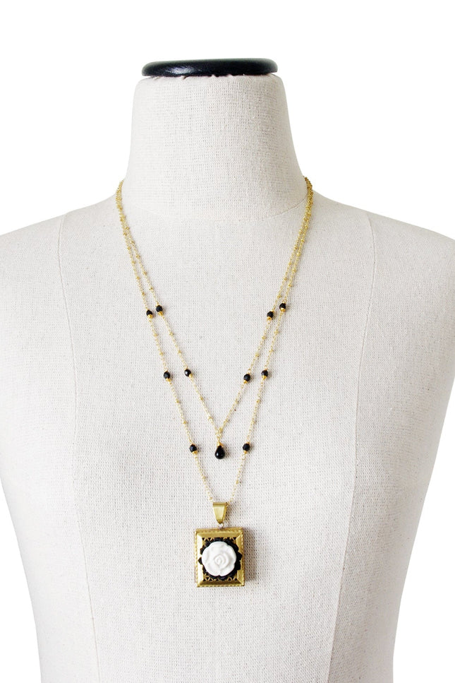Poporcelain | Vintage Moonlight Rose Locket Pendant Necklace