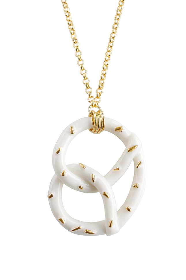 Poporcelain | Salted Pretzel Pendant Necklace