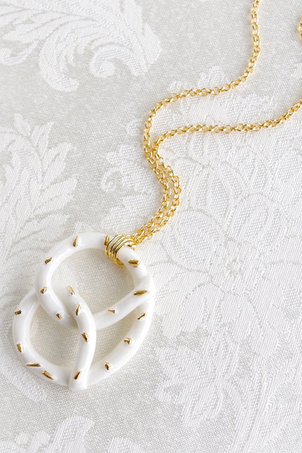 Poporcelain | Salted Pretzel Pendant Necklace