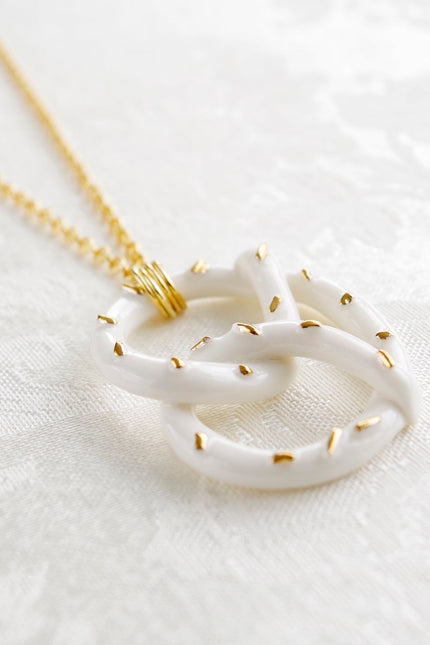 Poporcelain | Salted Pretzel Pendant Necklace