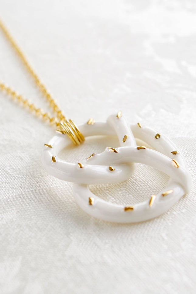 Poporcelain | Salted Pretzel Pendant Necklace