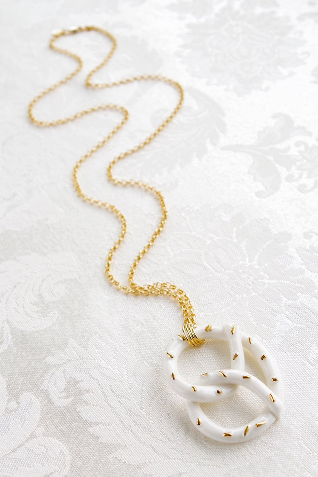 Poporcelain | Salted Pretzel Pendant Necklace