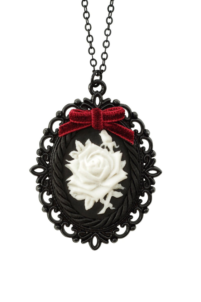 Poporcelain | Dark Romance Rose Cameo Pendant Necklace