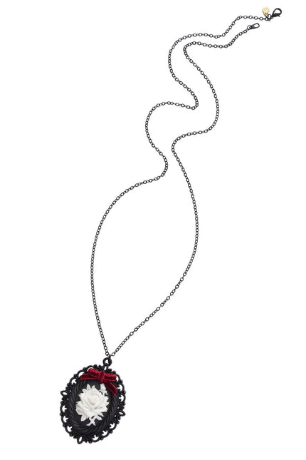 Poporcelain | Dark Romance Rose Cameo Pendant Necklace