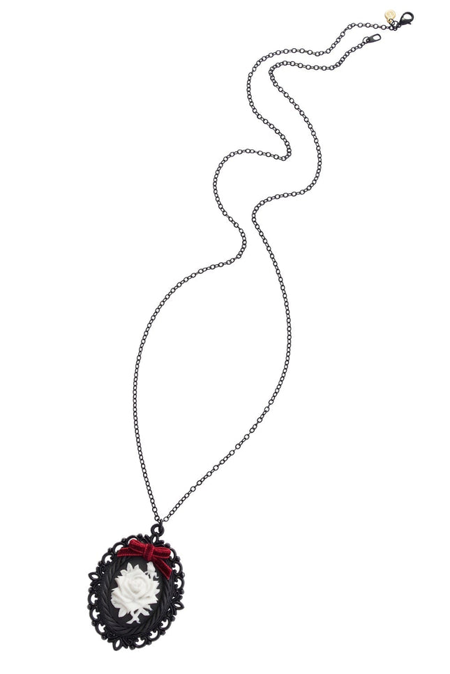 Poporcelain | Dark Romance Rose Cameo Pendant Necklace