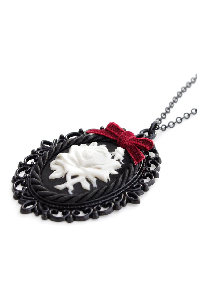 Poporcelain | Dark Romance Rose Cameo Pendant Necklace