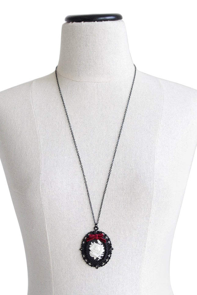 Poporcelain | Dark Romance Rose Cameo Pendant Necklace