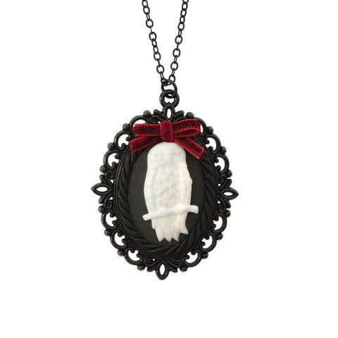 Poporcelain | Dark Romance Owl Cameo Necklace