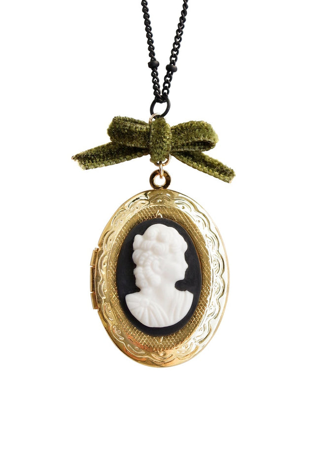 Poporcelain | Dark Romance Goddess Oval Cameo Locket Necklace