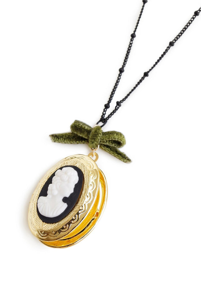 Poporcelain | Dark Romance Goddess Oval Cameo Locket Necklace