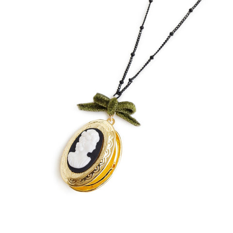 Poporcelain | Dark Romance Goddess Oval Cameo Locket Necklace