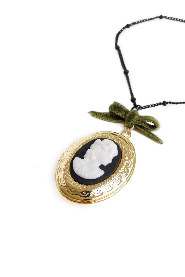 Poporcelain | Dark Romance Goddess Oval Cameo Locket Necklace