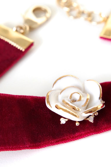 Poporcelain | White Cloud Rose Red Velvet Choker
