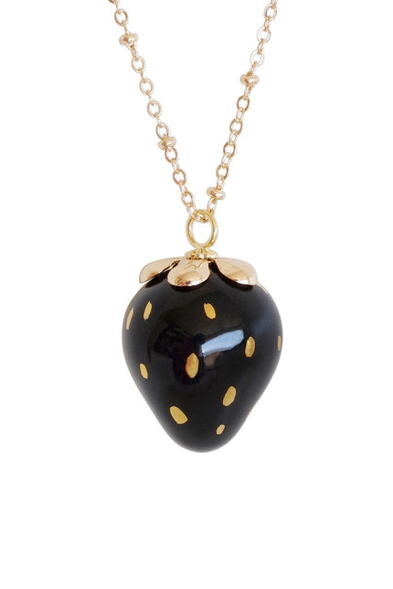 Poporcelain | White Strawberry Pendant Necklace