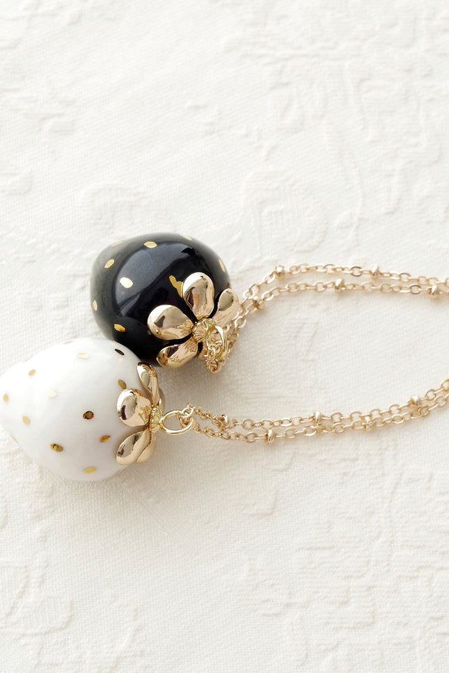 Poporcelain | Black Strawberry Pendant Necklace