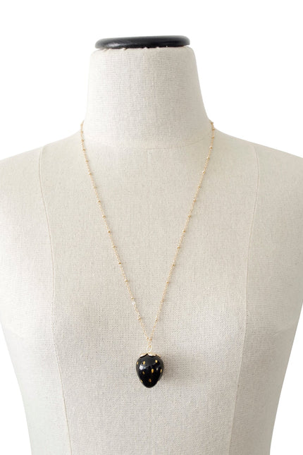 Poporcelain | Black Strawberry Pendant Necklace
