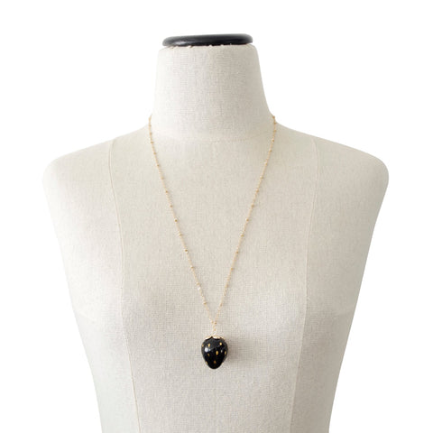 Poporcelain | Black Strawberry Pendant Necklace