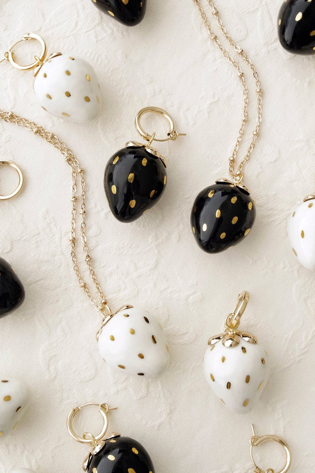 Poporcelain | Black Strawberry Pendant Necklace