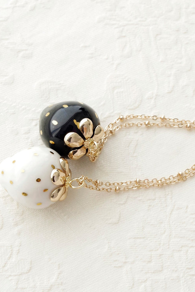 Poporcelain | White Strawberry Pendant Necklace