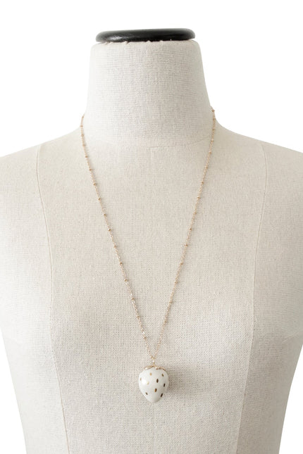 Poporcelain | White Strawberry Pendant Necklace