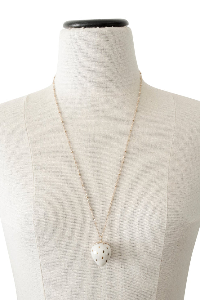 Poporcelain | White Strawberry Pendant Necklace