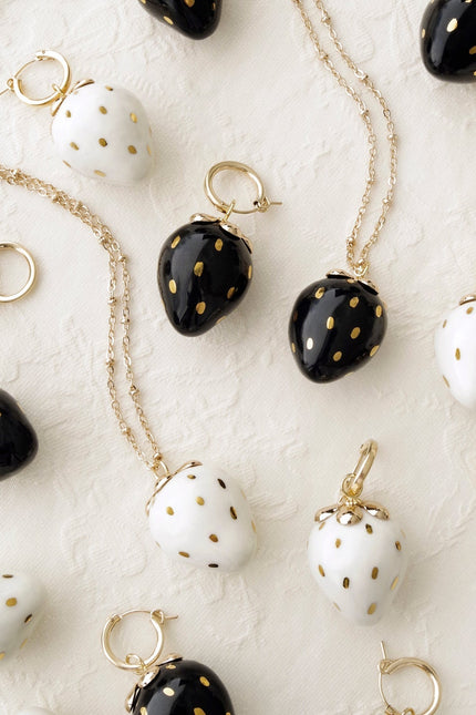 Poporcelain | White Strawberry Pendant Necklace