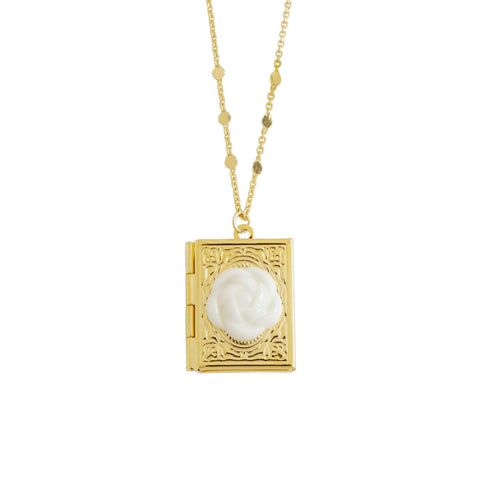 Poporcelain | Camellia Book Locket Pendant Necklace
