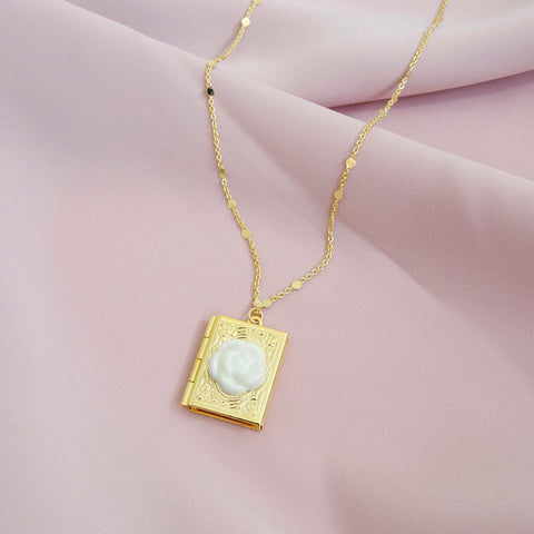 Poporcelain | Camellia Book Locket Pendant Necklace