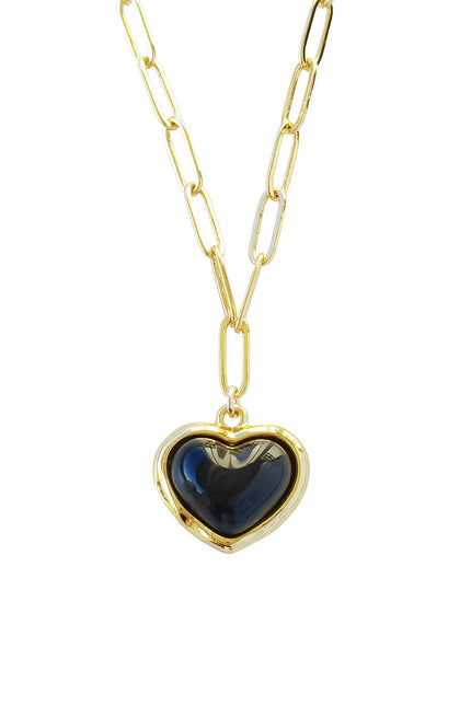 Poporcelain | Black Heart Pendant Necklace