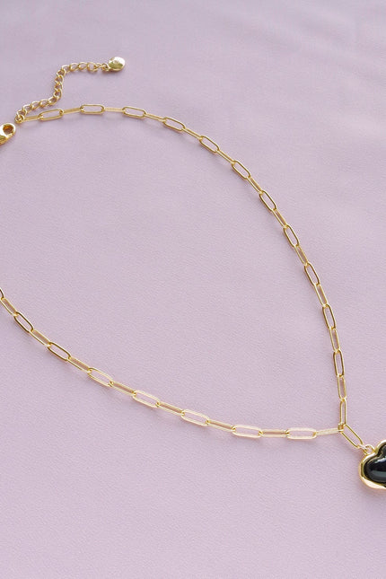 Poporcelain | Black Heart Pendant Necklace