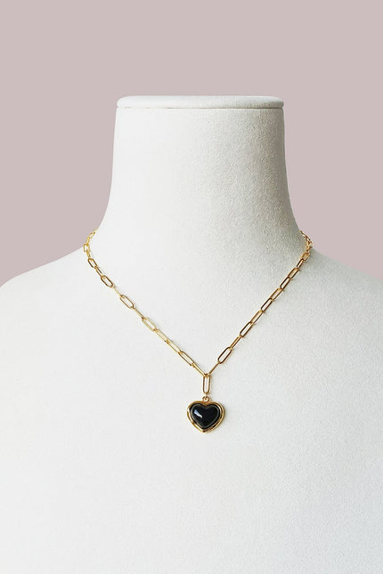 Poporcelain | Black Heart Pendant Necklace