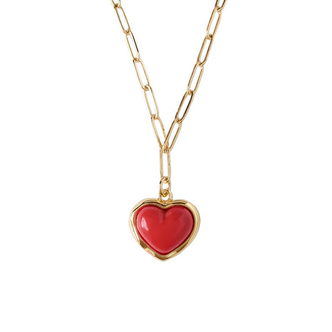 Poporcelain | Red Heart Pendant Necklace