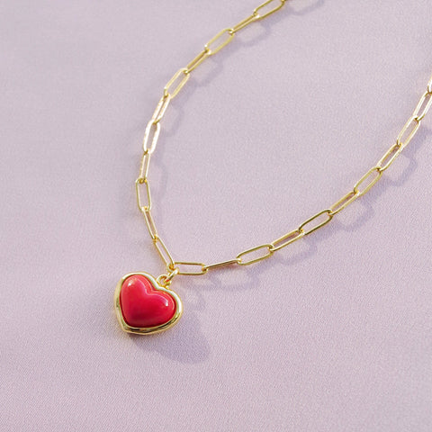 Poporcelain | Red Heart Pendant Necklace