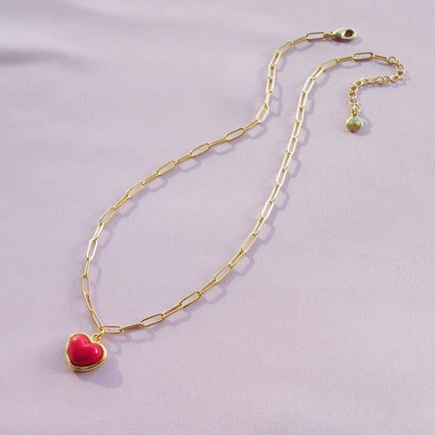 Poporcelain | Red Heart Pendant Necklace