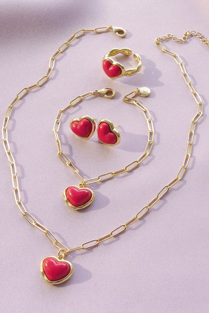 Poporcelain | Red Heart Pendant Necklace